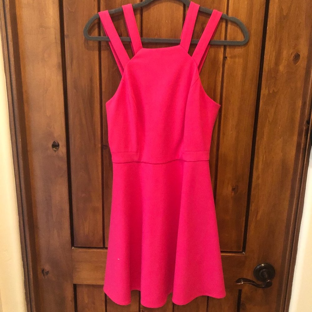 Hot Pink Double Strap Skater Dress